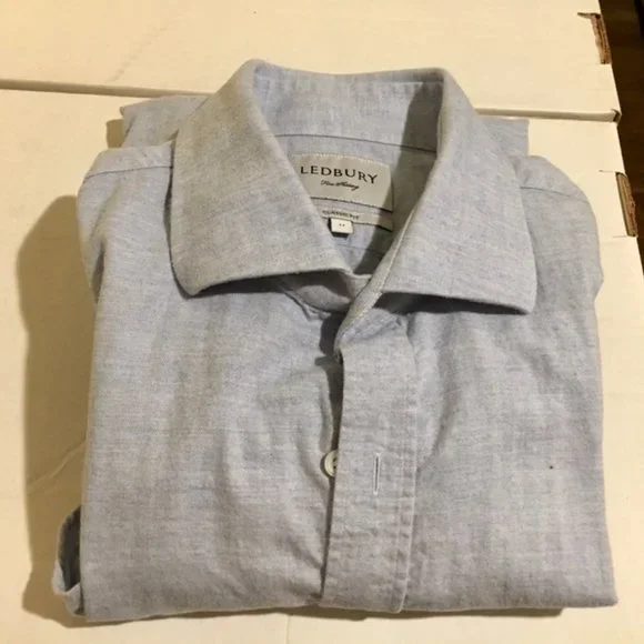 LUXURY COTTON LEDBURY DRESS SHIRT SZ 17 - Picture 4 of 4